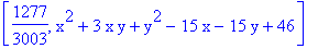 [1277/3003, x^2+3*x*y+y^2-15*x-15*y+46]